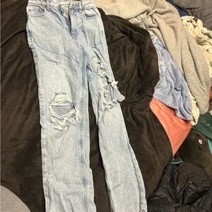 PacSun Light Blue Distressed Straight Leg Jeans